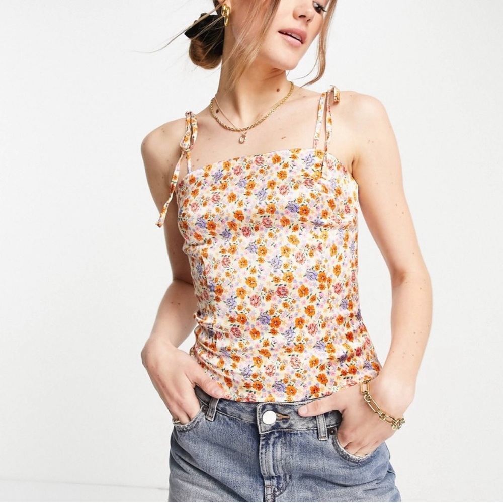 Topshop Floral satin cami